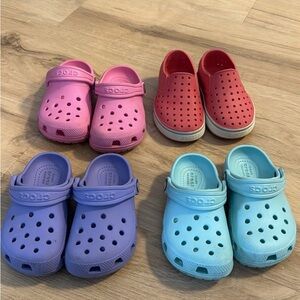 Crocs Kids Classic Clogs + native miles shoe lot - Pink, red-pink, Purple, Aqua